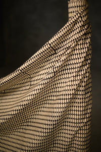 Indian Block Print Cotton - Black Semi Circle