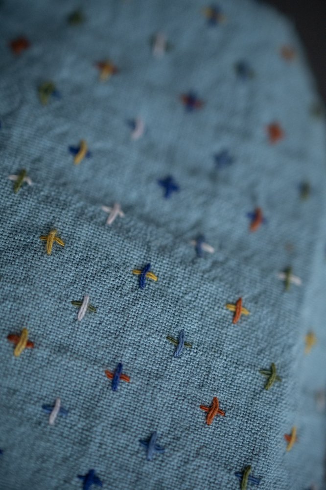 Indian Cotton Cross Stitch - Blue Bobbette