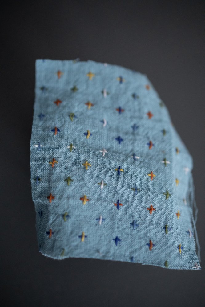 Indian Cotton Cross Stitch - Blue Bobbette