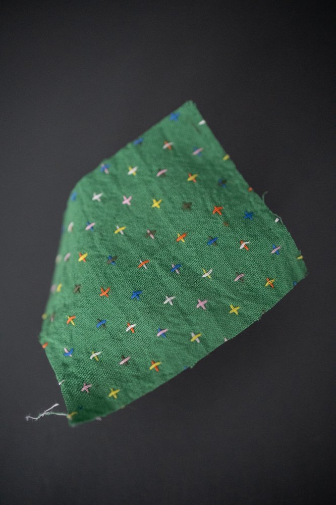 Indian Cotton Cross Stitch - Green Bobbette