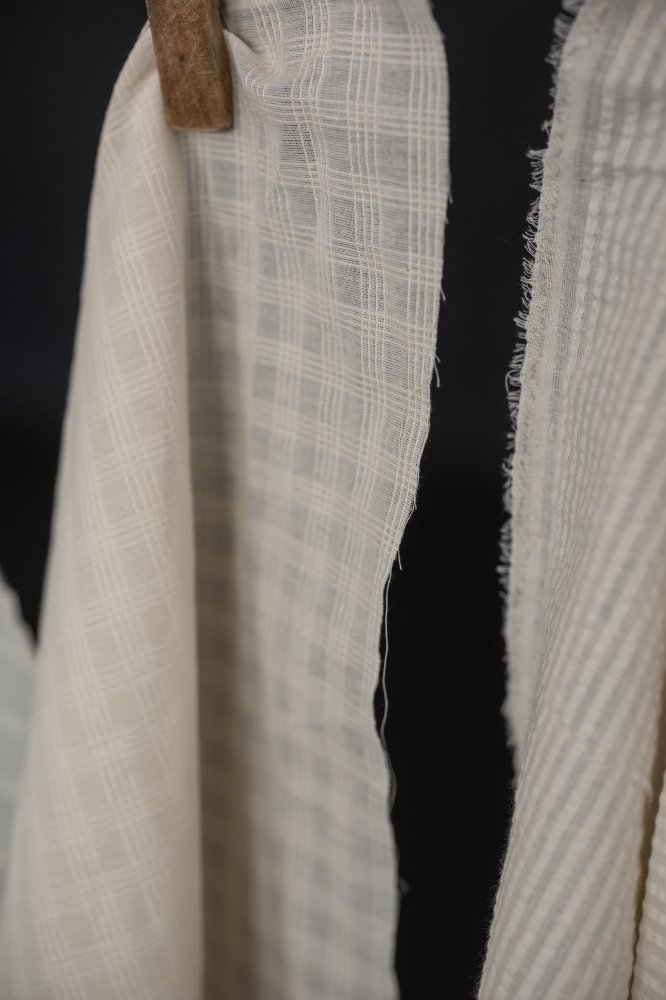 Natural Indian Cotton - Chequered Stripe