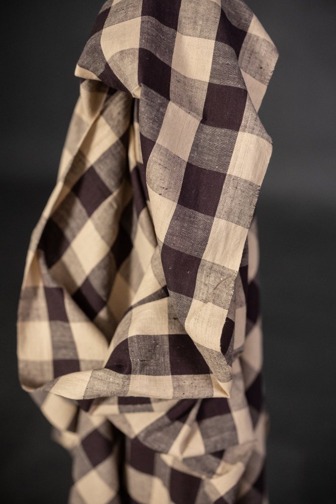 brown cotton gingham fabric