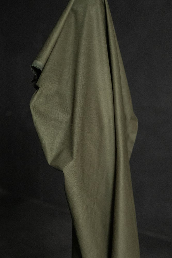 green needlecord cotton fabric