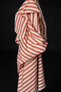 stripy red cotton linen fabric 