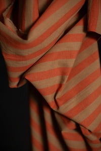 Orange Cotton Linen Stripe Fabric