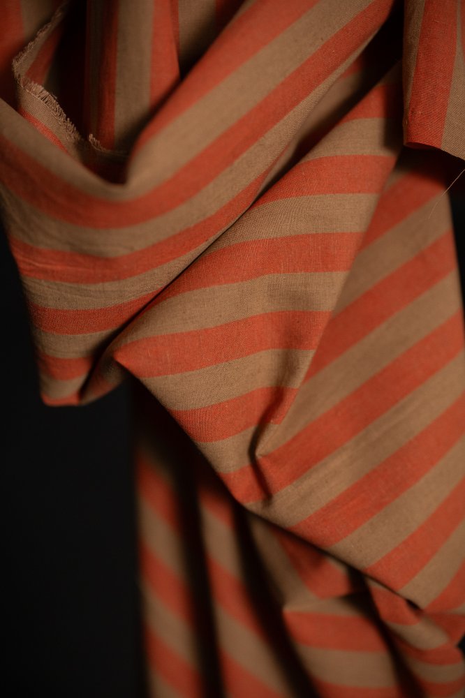 Orange Cotton Linen Stripe Fabric