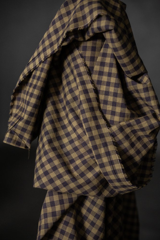 Green Gingham Cotton Linen Fabric