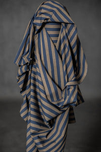 Blue Green Cotton Linen Stripe
