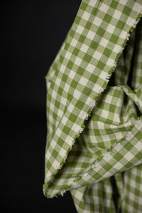 green gingham check fabric 