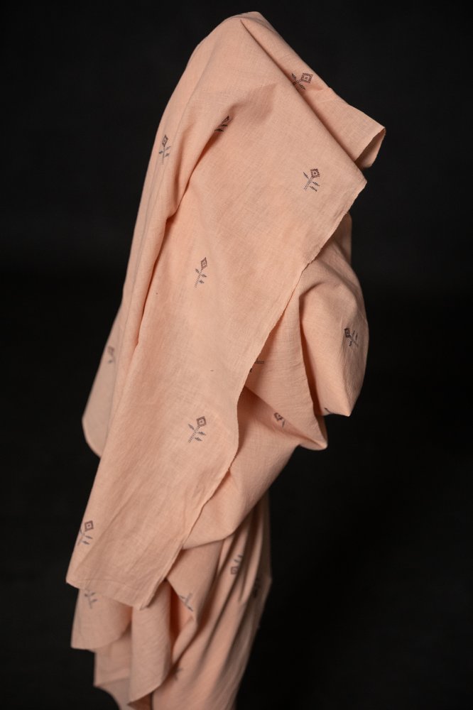 pink flower embroidered cotton
