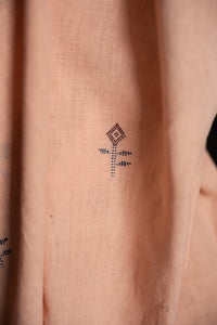 pink flower embroidered cotton