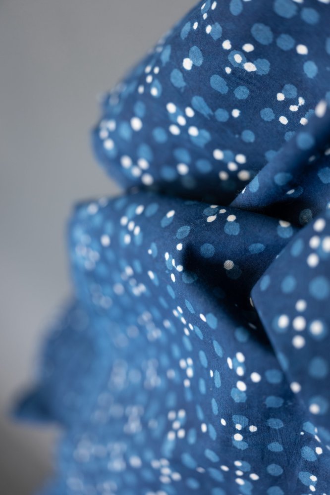 Indian Block Printed Cotton - Indigo Pond Life