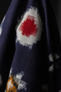 navy ikat indian cotton fabric