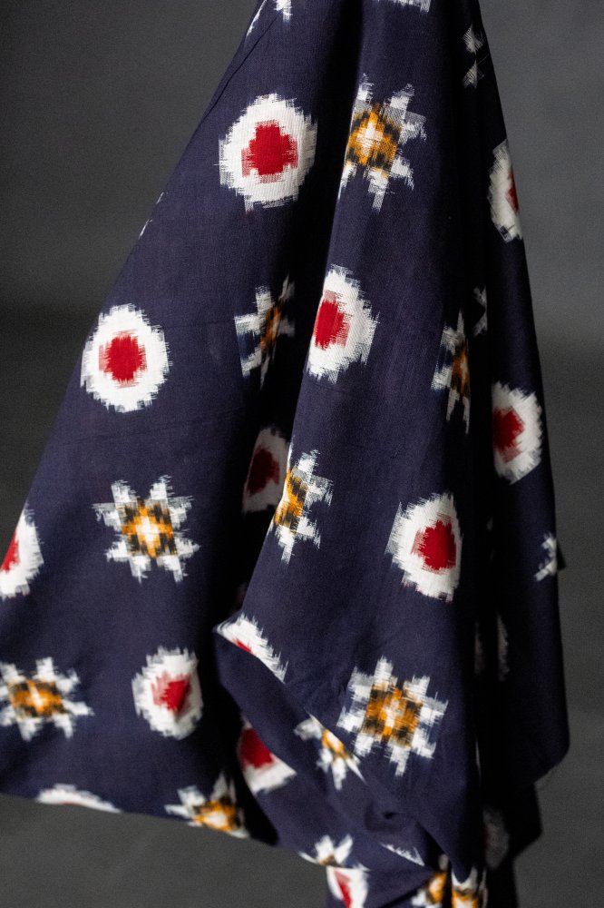 navy ikat indian cotton fabric