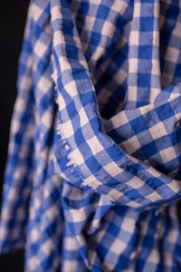 blue pink cotton seersucker gingham