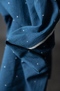 bright navy Tangalia Indian cotton fabric