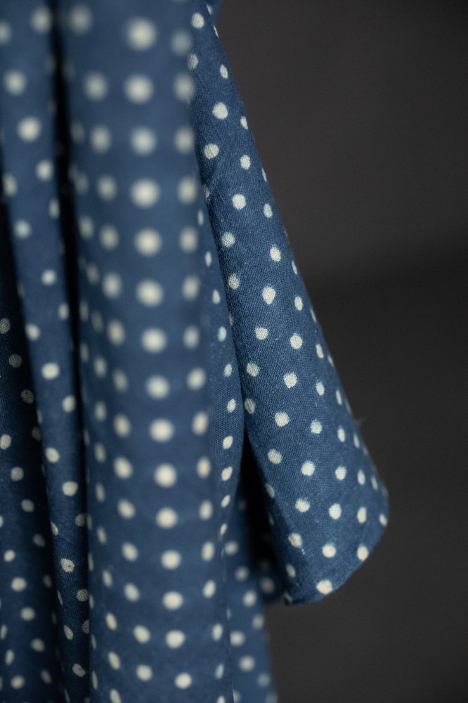 Ajrakh Organic Hand Block Print Cotton - Mini Indigo Spot