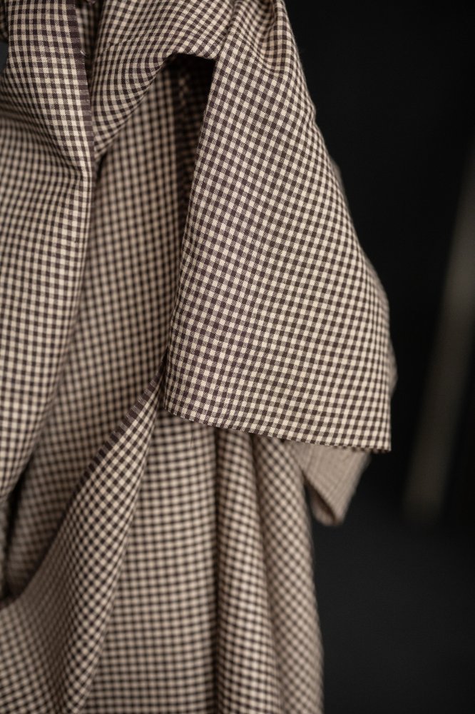 Remnant (Indian Handwoven Cotton Mocha Gingham)