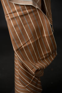 brown striped handloom denim fabric