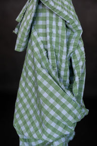blue green seersucker cotton gingham
