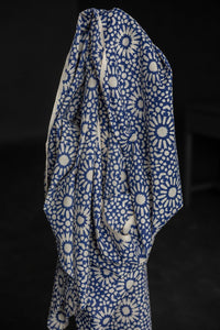 blue block print cotton