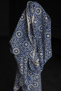 blue block print cotton