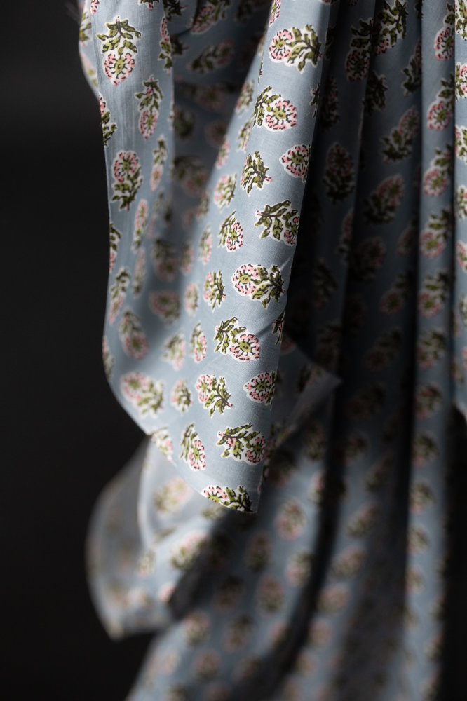 Indian Block Print Cotton - Phoebe Blues