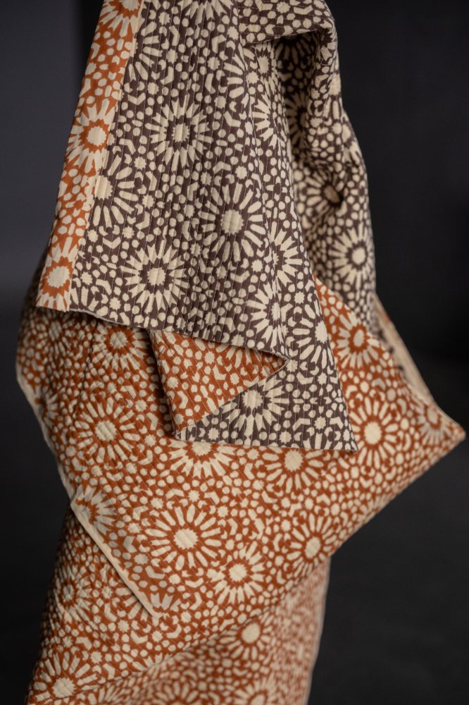 plum orange quilted cotton