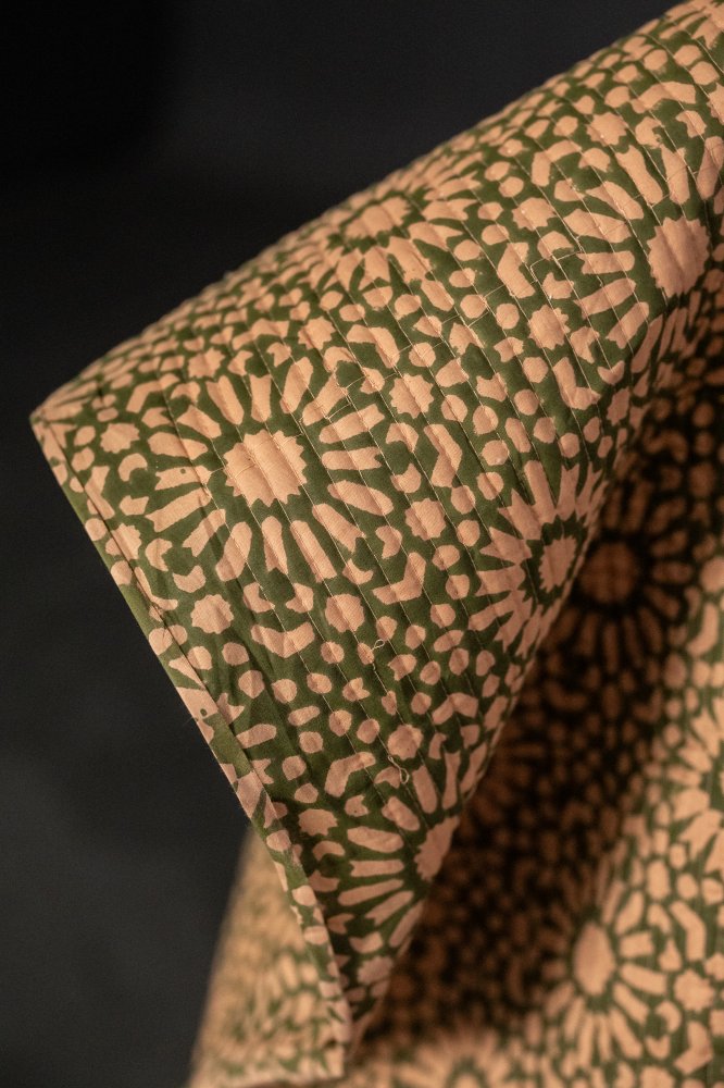pink green quilted cotton