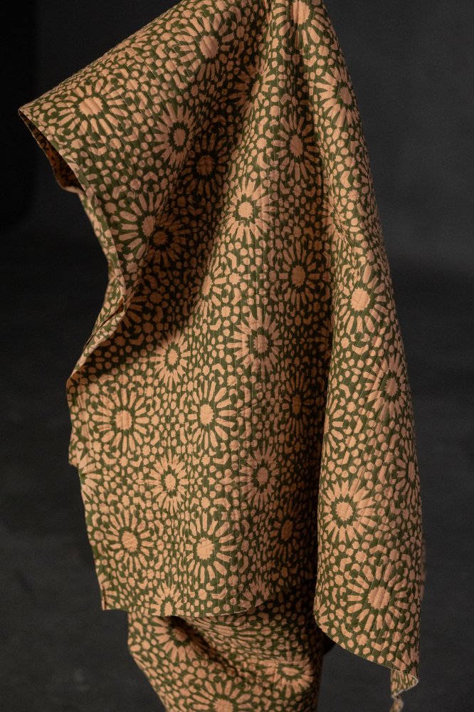 pink green quilted cotton
