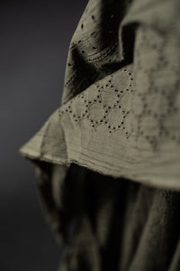 green eyelet embroidered cotton fabric