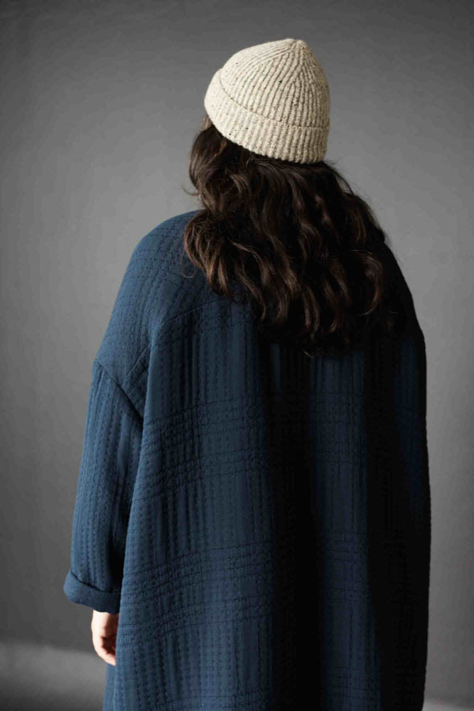 Quilted Jacquard Cotton - Soft Stitch Navy