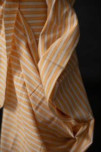 orange and ecru stripe handloom cotton fabric