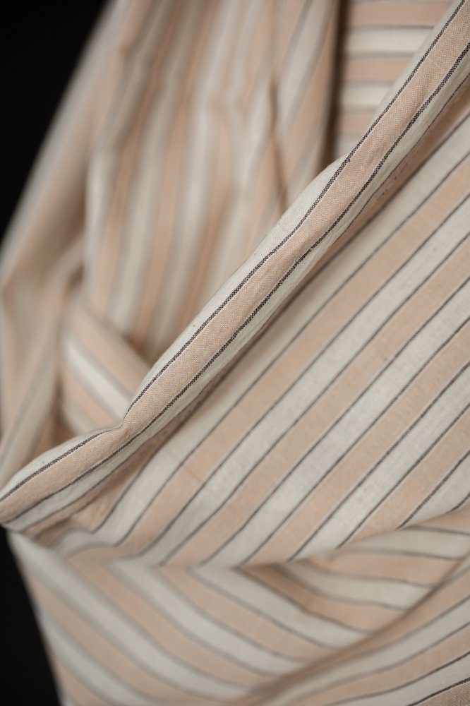 Indian Handwoven Cotton - Stipple Pink Stripe