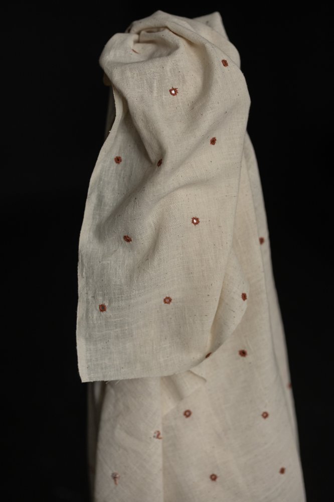 handwoven white mirror fabric