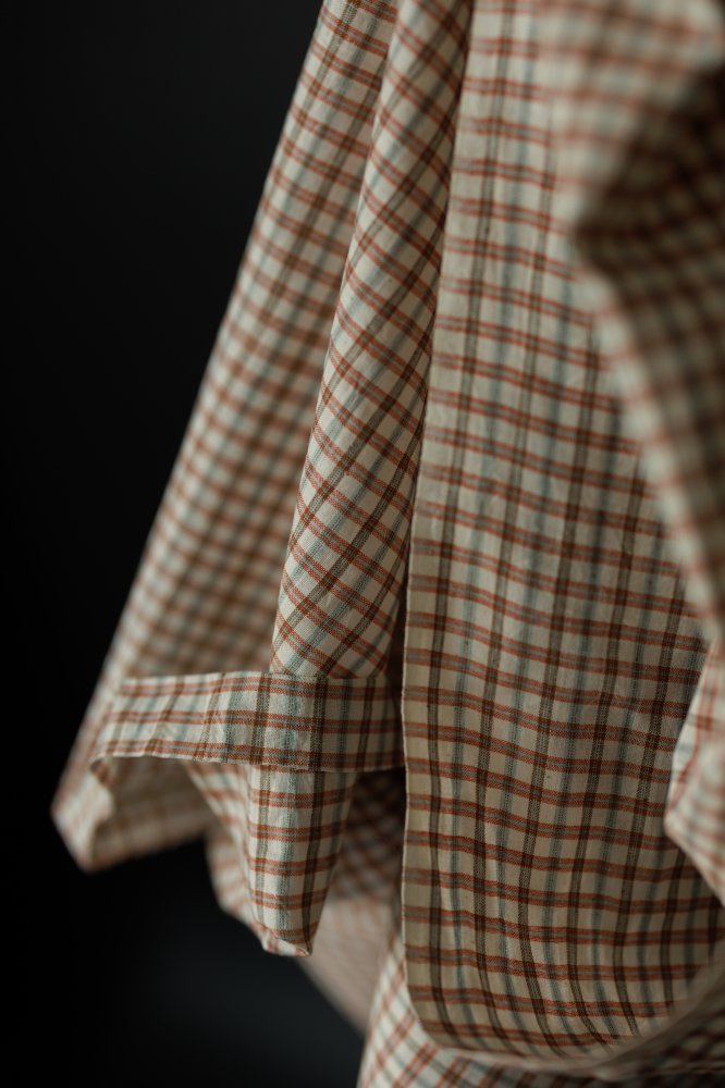 Handwoven Cotton Check - Tangerine Sky