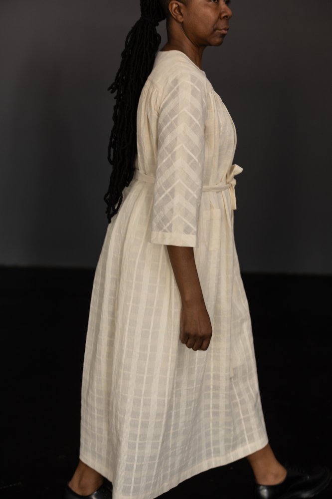 Natural Indian Cotton - Chequered Stripe