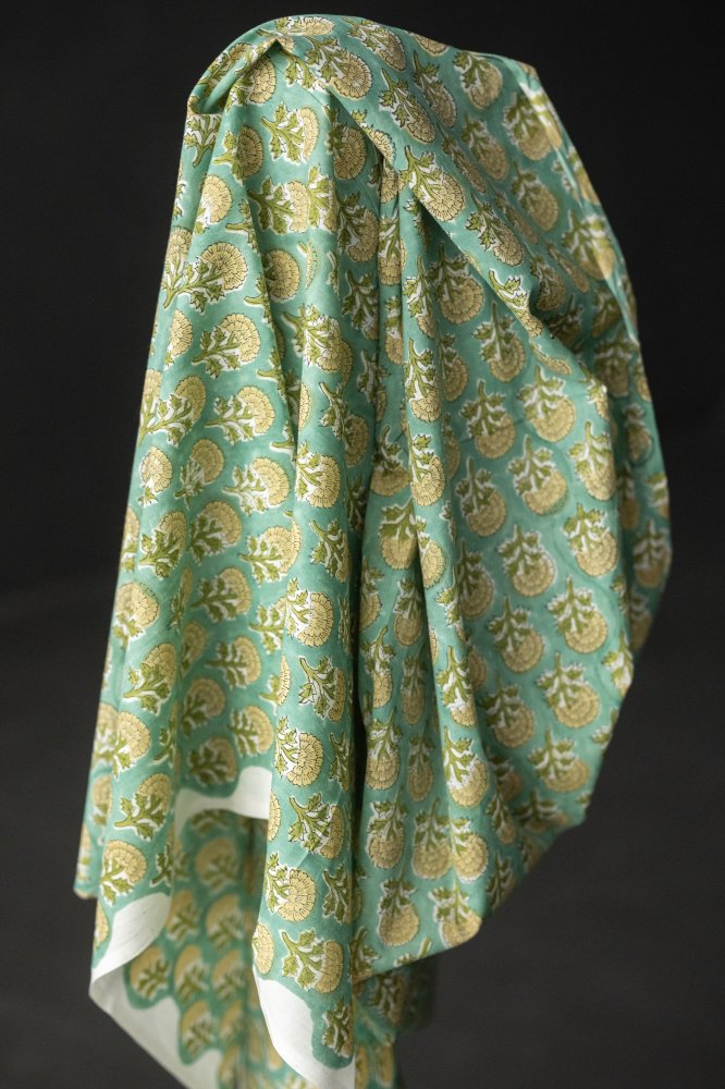 Indian Block Print Cotton - Yarrow Flower
