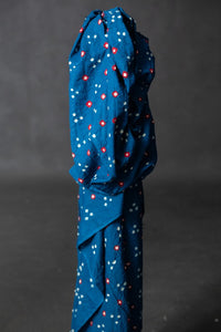 Bandhani tie-dye peacock blue Indian cotton fabric