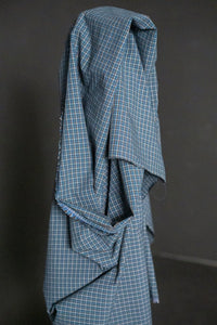 Bright teal Japanese check cotton fabric