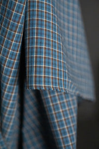 Bright teal Japanese check cotton fabric