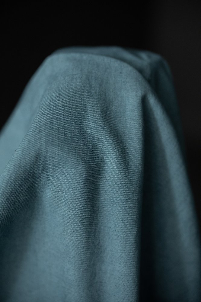 blue washed cotton canvas fabric