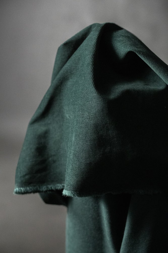 Japanese Corduroy - Emerald Grid