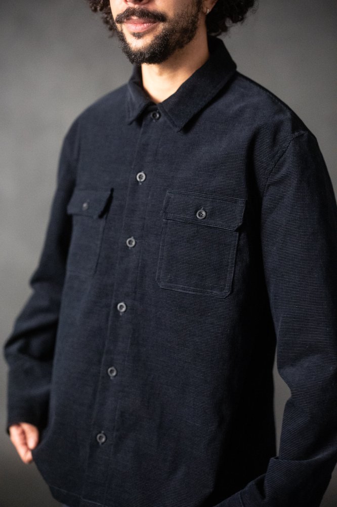 Japanese Corduroy - Navy Grid