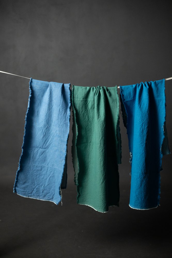 bright blue organic denim fabric
