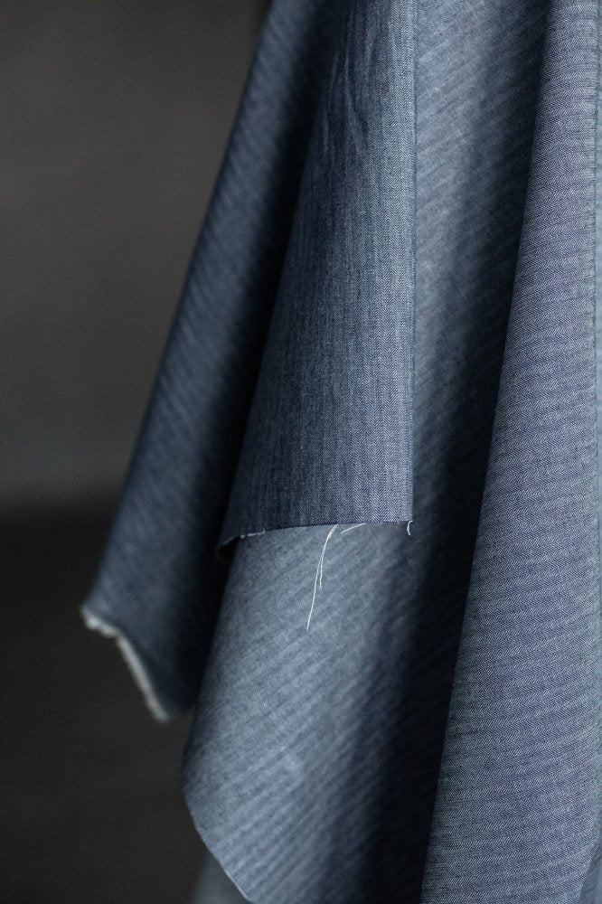 blue herringbone denim