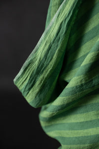 green wide stripe linen fabric