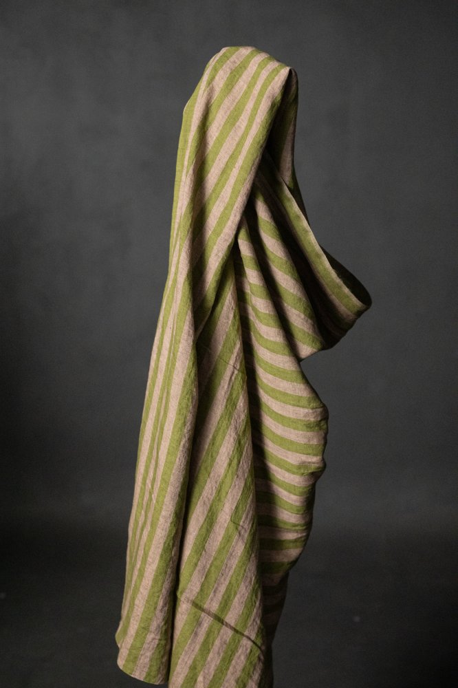 green stripe linen fabric