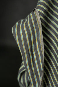 grey yellow aqua stripe linen fabric