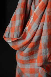 orange blue gingham linen